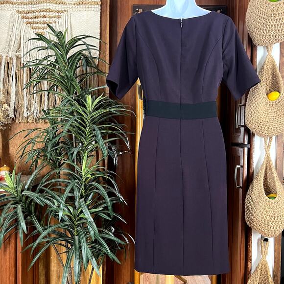 NWT Coldwater Creek Sheath Dress 4 | Colorblock Purple Black Mod Classic Elegant - Picture 2 of 11